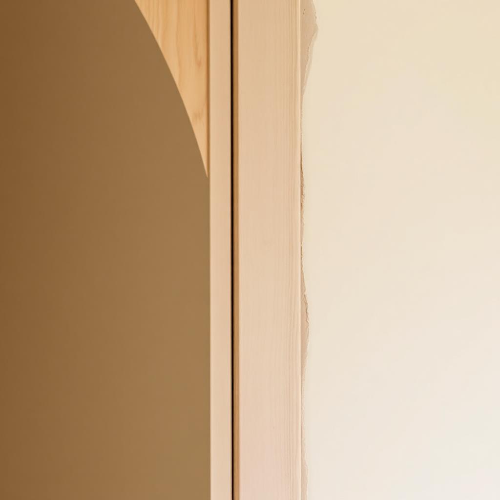 Detail of an alcove wardrobe edge being hand-scribed against an uneven Victorian plaster wall