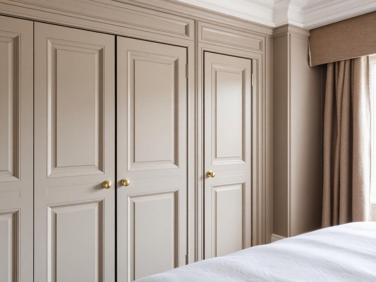 Bespoke hinged wardrobe doors with premium handles in a London bedroom