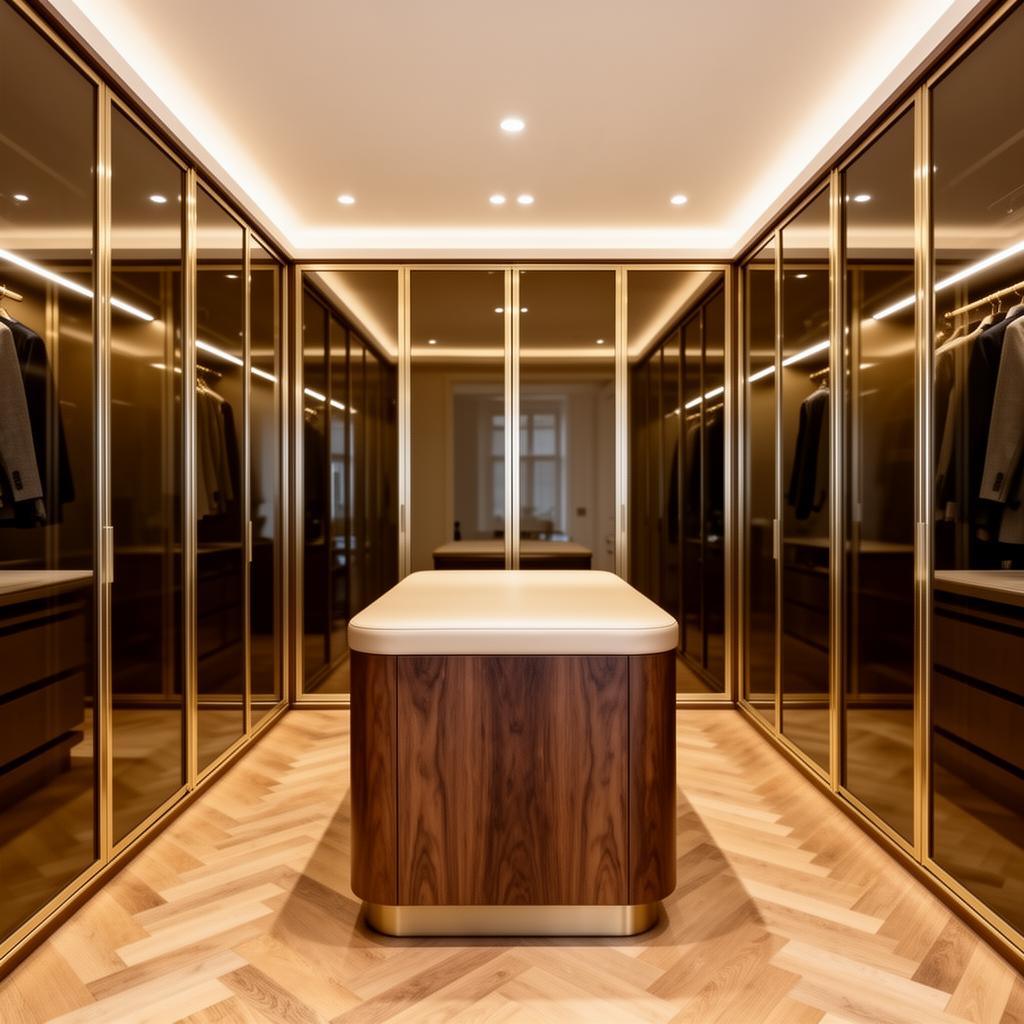 Kensington Walk-In Dressing Room — Mirror + wood · dressing rooms