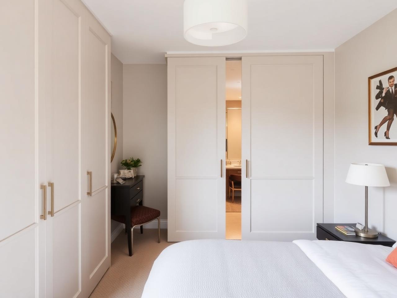 Sliding wardrobes fitted into a small London bedroom