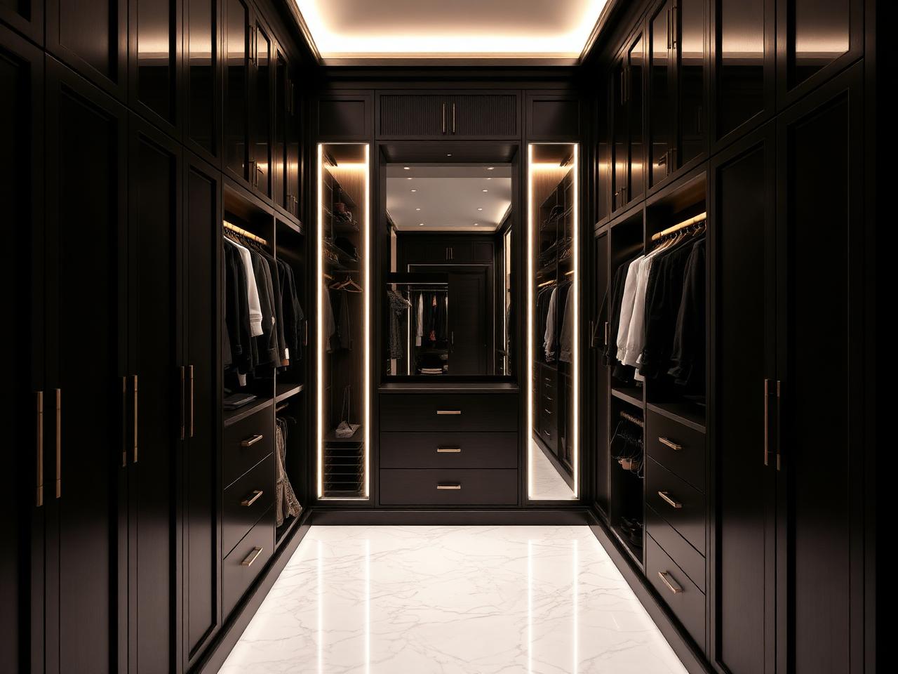 Kensington Dark Suite — Master walk-in wardrobe