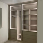 Fitted Wardrobe with Built-In Led Lighting and Mirrored Sliding Doors